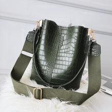 Load image into Gallery viewer, Ansloth Crocodile Crossbody Bag For Women Shoulder Bag Brand Designer Women Bags Luxury PU Leather Bag Bucket Bag Handbag HPS405