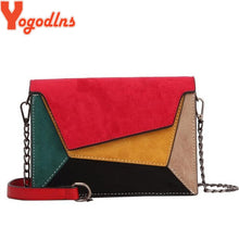 Load image into Gallery viewer, Yogodlns Retro Matte Patchwork Crossbody Bags for Women Messenger Bags Chain Strap Shoulder Bag Lady Small Flap criss-cross Bag