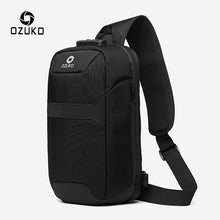 Load image into Gallery viewer, OZUKO Men Anti-theft Crossbody Bags Male Waterproof USB Charging Chest Pack Short Trip Messenger Sling Bag Shoulder Chest Bag